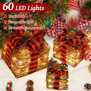 <b>Christmas</b> Gift <b>Box</b> Three-Piece Display Stand Ornaments Ironwork Illuminated Lighted European-American <b>Christmas</b> Decorations - Product Image 6