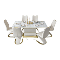 Table de salle à manger de luxe de style moderne avec 6 ensembles de chaises meubles en marbre ensemble de tables de restaurant et de cuisine pour la maison