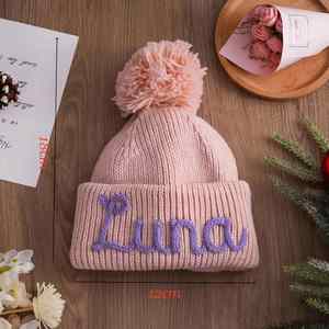 Gorro de Bebé Personalizado, Transpirable, de Algodón Bordado con Nombre, Gorro Tejido Cálido para Recién Nacidos en Invierno, Unisex, para Regalo - Product Image 5