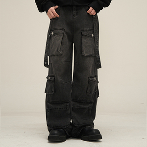Jeans multi-poches personnalisés Hip Hop Street Wear pour hommes délavés à l'acide <span class=keywords><strong>Y2k</strong></span> Cargos pour hommes - Product Image 4