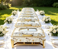 Réchaud alimentaire en acier inoxydable à chauffage alcoolisé, type chafing dish, 9L, pour la restauration, les banquets de mariage et les hôtels