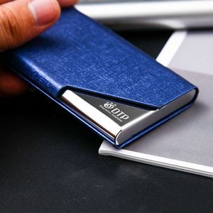 Tarjetero Multiusos de Cuero PU y Acero Inoxidable, Estuche para Tarjetas de Visita Metálico con Logotipo Personalizado - Product Image 3