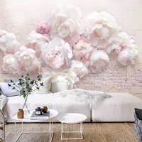 Papier peint tapisserie fantaisie, motif floral rose, papier peint mural personnalisé, papier peint floral auto-adhésif à motif de pivoine pour chambre à coucher et salon