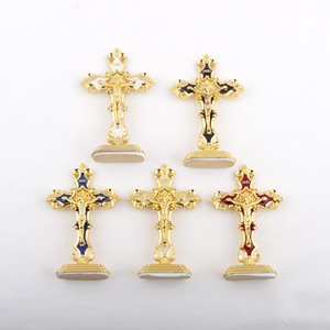 Mạ Vàng Nhiều Màu Men Chữ Thập Tôn Giáo Cầu Nguyện Bí Tích Rửa Tội Thủ Công Quà Tặng Trang Trí Nội Thất Thánh Giá Chữ Thập Kim Loại Thủ Công Mỹ Nghệ - Product Image 2
