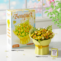 Bunga Abadi Grosir, Blok Mikro Bangunan, Buket Mawar, Bunga Matahari, Anyelir, Mainan Puzzle Rakitan 3D DIY, Hiasan Rumah