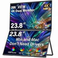 Monitor Dual de 23.8 Pulgadas 4K 2160P 60Hz Plegable y Portátil con Filtro de Luz Azul para Cuidado Ocular y Alta Definición para Oficina