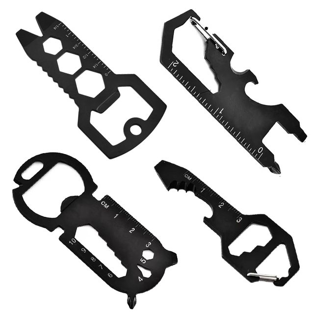 Sale Keychain Multitools Pocket Tool Key Tool EDC Tool With Bottle Opener Screwdriver Ruler Nail Pusher Carabiner Perfect Gift