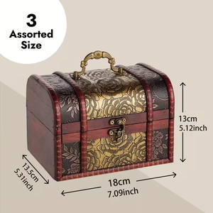 Set <span class=keywords><strong>di</strong></span> 3 Cofanetti Portagioie Vintage in Legno per Regali <span class=keywords><strong>di</strong></span> Natale/Capodanno, Scatola Porta <span class=keywords><strong>Orologi</strong></span> <span class=keywords><strong>di</strong></span> Lusso in Legno per Collezionisti - Product Image 3