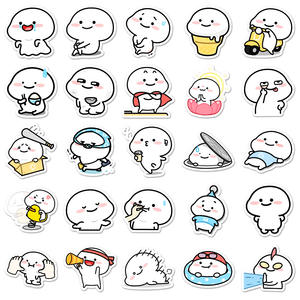 Vente en gros 50 pièces autocollants découpés pour bébé blanc mignon Emojis autocollants étiquettes d'emballage en <span class=keywords><strong>vinyle</strong></span> PVC imperméables auto-adhésives - Product Image 4