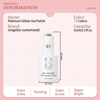 Vente en gros OEM ODM UNIGEL 36 couleurs Gel pailleté platine écologique séchage rapide UV LED Vernis à ongles brillant effet diamant Kit de salon