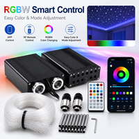 Kit d'éclairage de plafond à fibres optiques intelligent avec contrôle par application, 25W RGBW, télécommande RF et tubes effet météore