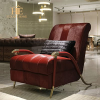 Salon de luxe italien fauteuil relax en cuir véritable crin rouge fauteuil d'appoint moderne de luxe