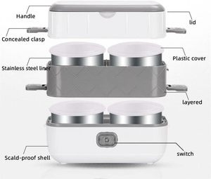 Multi Functional 2L Heatable BPA Free 304 Stainless Steel Electric Heating Thermal Thermos Dual Tier Portable <b>Lunch</b> Box - Product Image 5