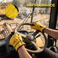 Gants de travail de sécurité en cuir de vachette, paume respirante, antidérapants, bouts des doigts texturés, poignet élastique, fermeture auto-agrippante, usage général, OEM/ODM