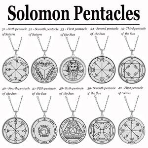 Collier pendentif en acier inoxydable avec talisman des sceaux de Salomon <span class=keywords><strong>44</strong></span> planètes (Jupiter, Mars, Mercure, Lune, Saturne, Soleil, Vénus) - Product Image 4