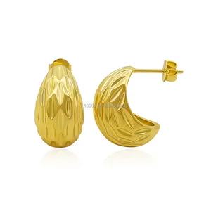 Neuzugang Messing-Ohrringe mit 18K Goldplattierung Tropfenform einzigartiges Design Stecker-Ohrringe für Damen Mädchen-Geschenk