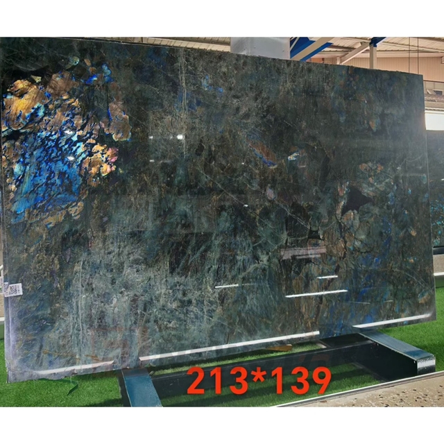Natural Luxury Polished Labradorite Blue Granite Slabs Luxury Hotel Interior Decoration
