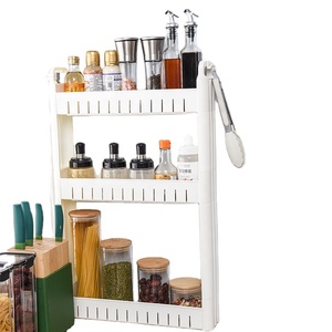 Carrello Portaoggetti a 3 Ripiani, Unità di Scaffalatura <span class=keywords><strong>Mobile</strong></span>, Organizzatore con Ripiani Estraibili, Rack Stretto per Cucina e <span class=keywords><strong>Bagno</strong></span> - Product Image 1