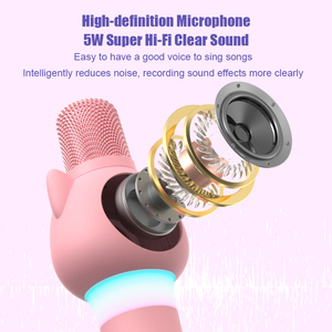 Micrófono de Mano para Niños con Luz LED, BT 5.4, Máquina de Karaoke, Micrófono de Juguete Educativo Multifuncional con Bajos y Sonidos - Product Image 3