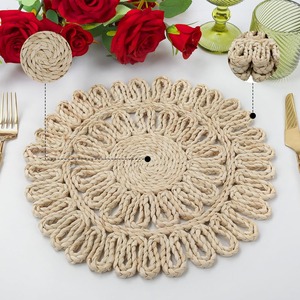 Natural Non-Slip Polyester/Cotton Eco-Friendly Placemats <b>Set</b> <b>4</b> Braided Border Handmade Farmhouse Boho <b>Dining</b> Wedding - Product Image 3