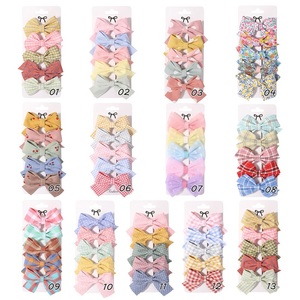 MIO Bow Tie Checkered 5 pçs/Set Pinos de Cabelo Cor Sólida Vários Estilos Pontos Padrão Clipes de Cabelo Doce para Crianças Crianças - Product Image 2