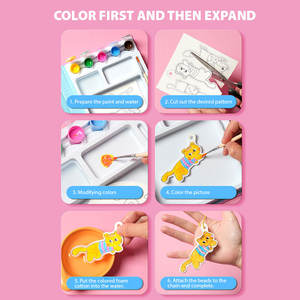 Kit de peinture magique en mousse 3D, marqueurs colorés avec stylo <span class=keywords><strong>aquarelle</strong></span> peinture gonflée toile éponge <span class=keywords><strong>dessin</strong></span> jouets pour enfants - Product Image 6