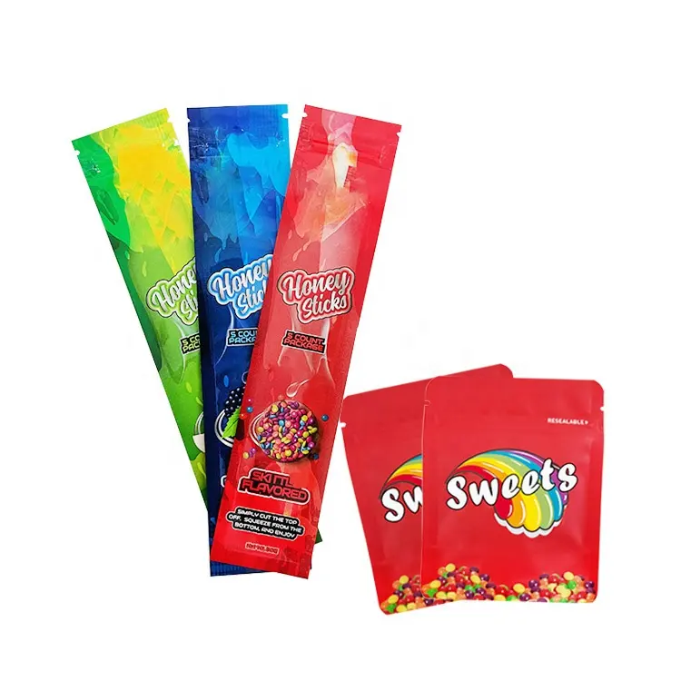 direct print branded mylar smell proof ziplock candy gummies edible packaging bags