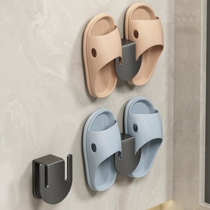 <b>Wall</b> Mounted Slipper <b>Rack</b> Stainless Steel Self Adhesive <b>Hook</b> Type Bathroom Storage Minimalist Design - Product Image 3