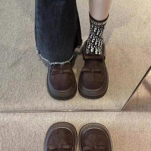 2025 Spring Fashion Women's Retro British Style Single <b>Chunky</b> Leather <b>Shoes</b> Small Thick Bottom Commuter Style - Product Image 6