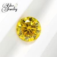 Belle pierre de moissanite ronde jaune doré, pierre libre colorée, cabochon de moissanite, pierre centrale en moissanite
