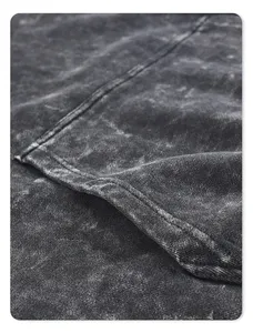 Sweat à capuche pour homme personnalisé en coton épais délavé à l'acide, motif cœur, avec strass, couture de rechange, coupe ample et effet usé - Product Image 3