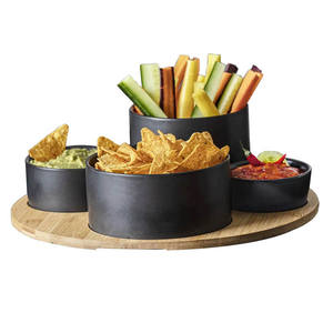 Antipasto in ceramica di bambù vassoio da portata in gres legno ciotole <span class=keywords><strong>per</strong></span> Snack Tapas Set <span class=keywords><strong>per</strong></span> <span class=keywords><strong>aperitivo</strong></span> Tapas in ceramica Set da servire Snack - Product Image 1