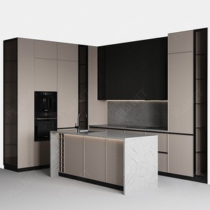 MDF Nhỏ Gọn Sang Trọng Gói Phẳng Thương Mại Được Trang Bị Kệ Cao Hiện Đại Nhà Bếp Lưu Trữ Nội Các Phòng Đựng Thức Ăn Nhà Bếp Thiết Lập Đơn Vị Cho Nhà Bếp - Product Image 2