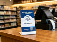 Kare NFC Dokunmatik İnceleme Ekran Kartı Masaüstü Standı NFC Geri Bildirim Yorum Kartı Restoran, Kahve Dükkanı, Salon İçin