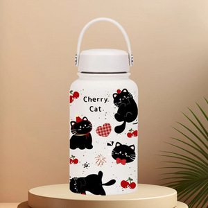 Bouteille d'eau isotherme en acier inoxydable pour enfants, 600 ml, avec poignée, motif mignon, <span class=keywords><strong>thermos</strong></span> pour l'école, les voyages et les sports - Product Image 3