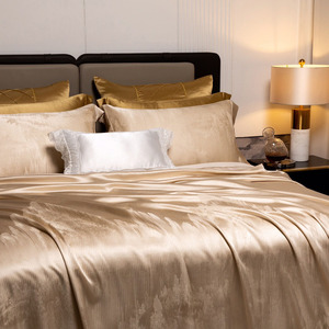 OP-edredón de seda de champán de lujo, Sábana de cama doble, juego de cama de tamaño king al por mayor - Product Image 5