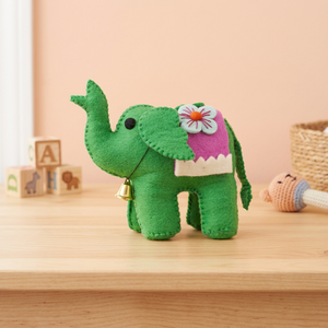 Jouet en laine super doux fait main en forme d'éléphant, brodé du Népal, en coton PP, animal en peluche personnalisable de taille moyenne, cadeau d'anniversaire - Product Image 3