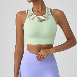 Dames Lichtgewicht T-<span class=keywords><strong>Back</strong></span> Mouwloze Sportoverhemden Halter Vierkante Hals Compressie Workout Crop Tank Tops Met Verwijderbare Pads - Product Image 5