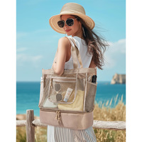 High Quality Tear-resistant Mesh Lightweight Eco-Friendly Beach Handbag Leakproof Insulation Cooler <strong>Bag</strong> <strong>Women</strong> Large Capacity
