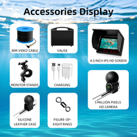 Pantalla IPS de 4,3 "Cámara de peces subacuáticos de 5MP-Buscador portátil IP68 de 30M para pesca en hielo de agua salada