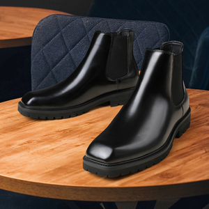 Chaussures habillées élégantes en cuir Chelsea mi-hautes pour hommes grandes tailles, style Richelieu, à lacets, mocassins, bottes pour l'hiver, l'été et le printemps - Product Image 4