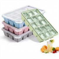 Moules à glaçons en silicone sans BPA avec couvercle, pour aliments, empilables, 15 cavités, démoulage facile