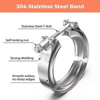 Collier de serrage pour tuyau de 52-160 mm en acier inoxydable, collier de serrage turbo pour tuyau de descente, collier de serrage V-Band pour échappement de voiture avec bride