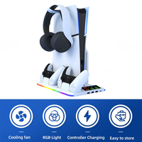 Nouvelle station de charge double sans fil 2027 avec ventilateur de refroidissement pour console PS5 Slim et support de rangement pour casque