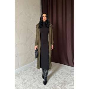 Cárdigan Largo de Punto Color Caqui para Mujer, Marca Lookback, con Estampado en la Espalda, Estilo Casual Anti-Pilling - Product Image 4