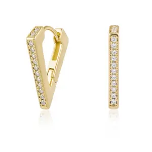 波西米亚风格925银珠宝简约立方氧化锆几何箍Huggie耳环女性礼物