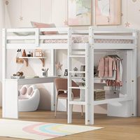 Modèle d'échantillon Lit mezzanine de taille jumelle Bureau intégré Lit multifonctionnel personnalisable en hauteur avec tiroirs