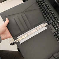 Cuaderno Oficial A5 para Reuniones de Negocios, Juego de Bolígrafos Ejecutivos, Cinta Doble, Papel Rayado de 100 g/m², Hojas Sueltas, Hebilla, Cuero PU, Personalizado