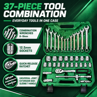 Kit d'entretien moteur pour bougies d'allumage avec poignée à cliquet 72 dents - Ensemble d'outils de maintenance 37 pièces, entraînement 1/2 pouce
