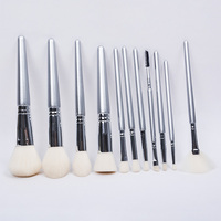 Pinceaux de maquillage Dongmei, vente en gros, argent, logo personnalisé, marque privée, luxe, végan, 11 pièces, manche en bois, pinceau de maquillage pour le visage